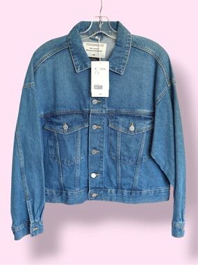 H&M 90s Denim Jacket NWT Women’s Small Blue Cropped Jean Jacket